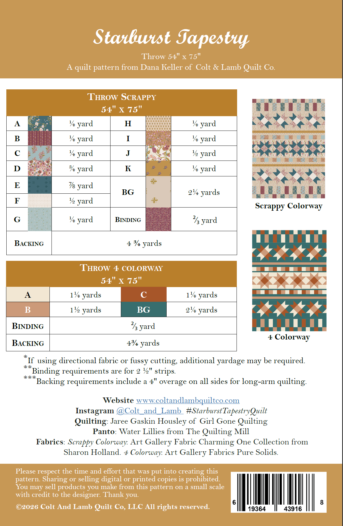 Starburst Tapestry Quilt Pattern - PDF