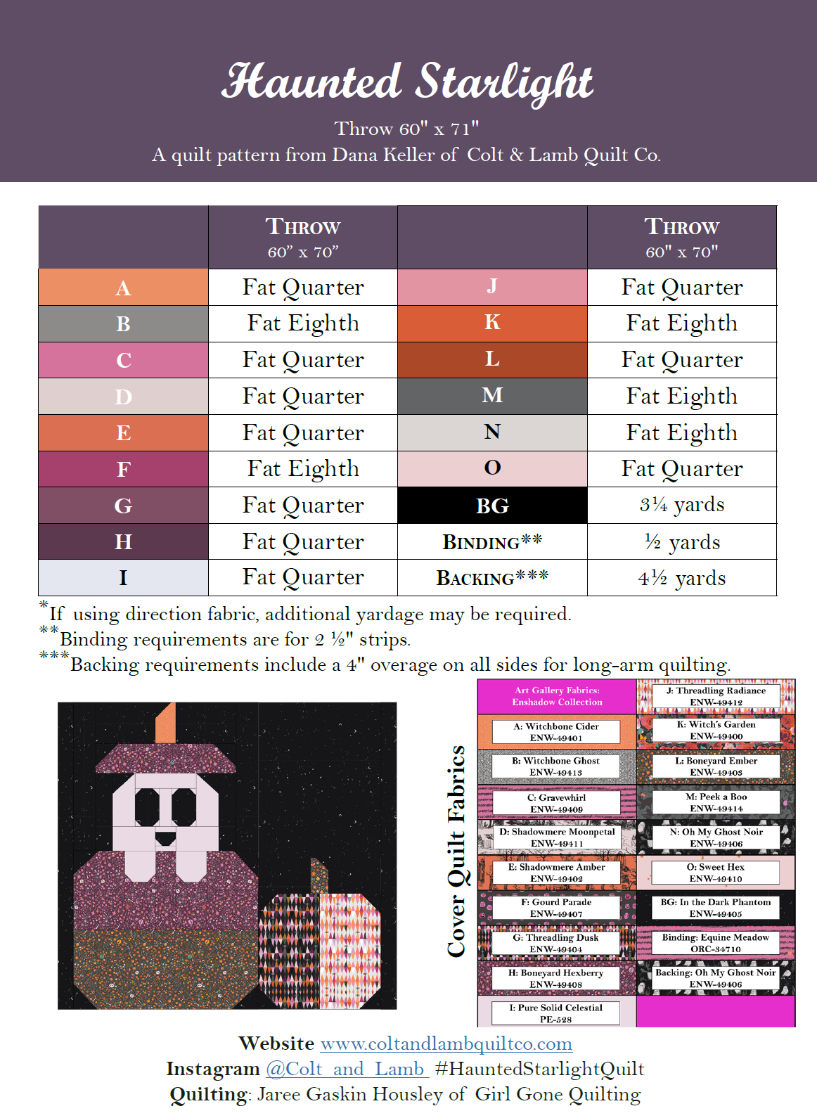 Haunted Starlight Quilt Pattern - PDF